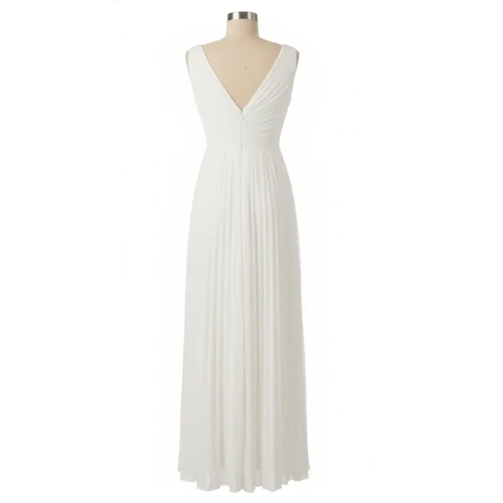 Anthropologie BHLDN Sloane Ivory Pleated Maxi Dress NWT 6 - Picture 4 of 5